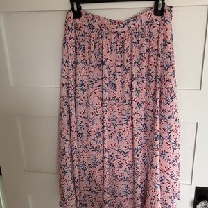 Bobeau Pink and Blue Floral A-Line Skirt